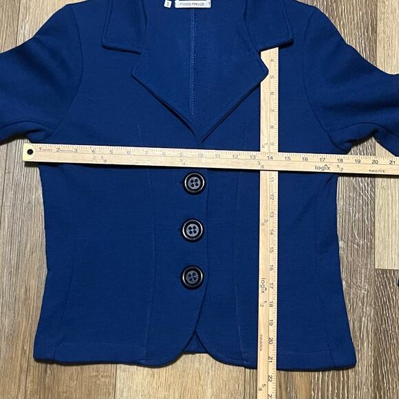 Moda Firenze Royal Blue Wool Button Front  Blazer Sweater Jacket S Italy Classic - Picture 9 of 9